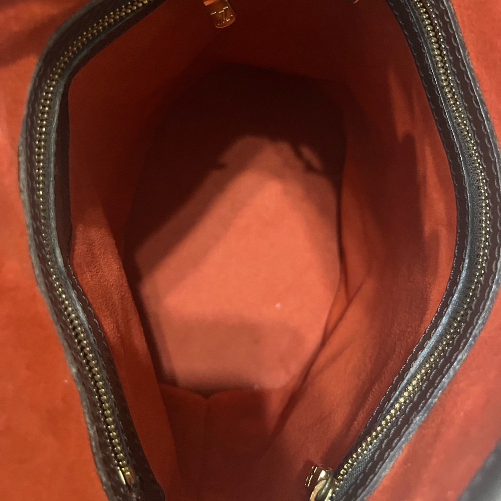 Louis Vuitton Brown Checkered Tote Bag with Gold Accents - Picture 6 of 12
